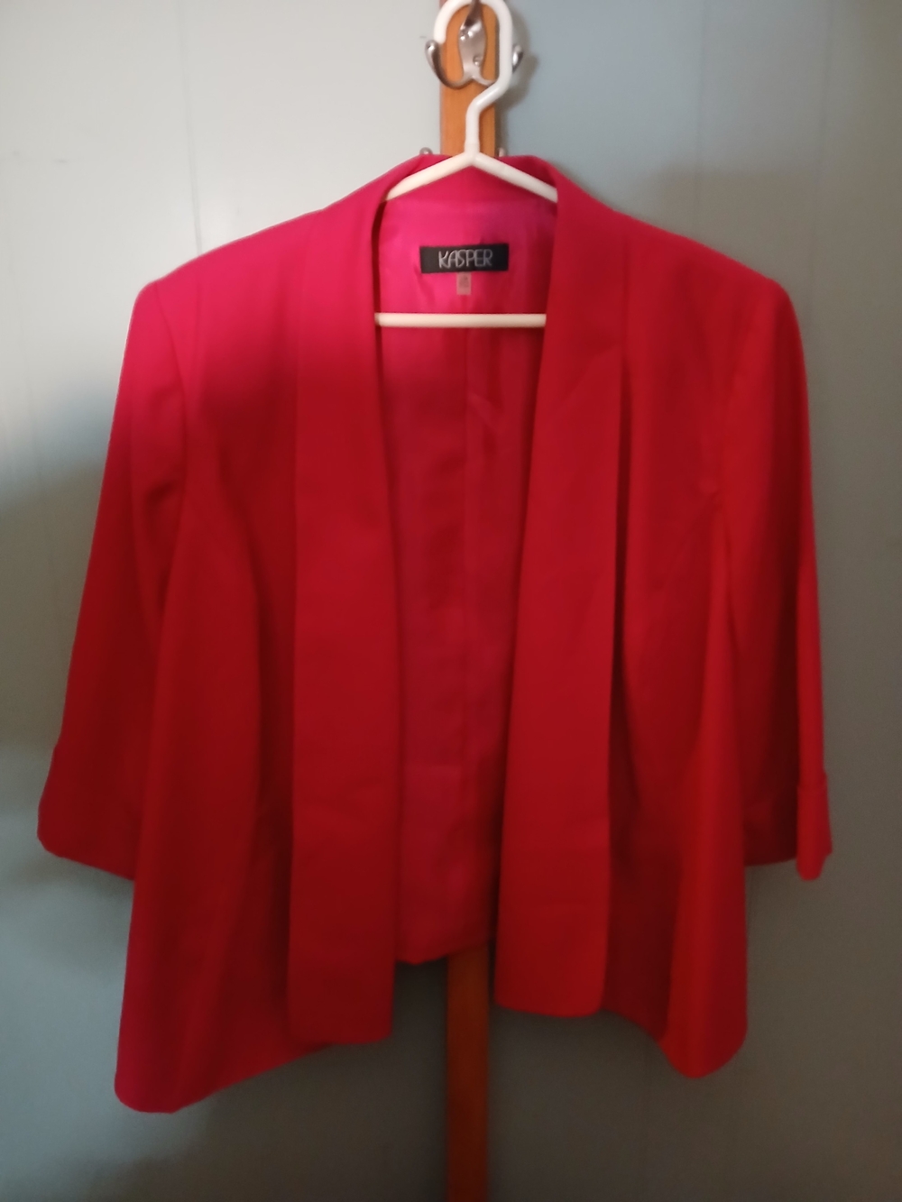 Kasper Red  Open-Front Blazer